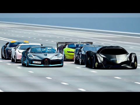 Devel Sixteen Black Edition 2020 vs Bugatti Hypercars - Drag Race 20 KM