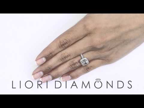 ER- 1172 - 2.30 Carat F-I1 Princess Cut Diamond Engagement Ring 18k White Gold Pave Halo