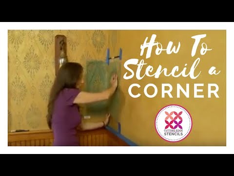 How to Stencil a Wall Corner Using A Damask Stencil by Cutting Edge Stencils. DIY decor