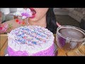 ASMR CREAMY TARO CAKE 200K THANK YOU EATING SOUNDS NO TALKING