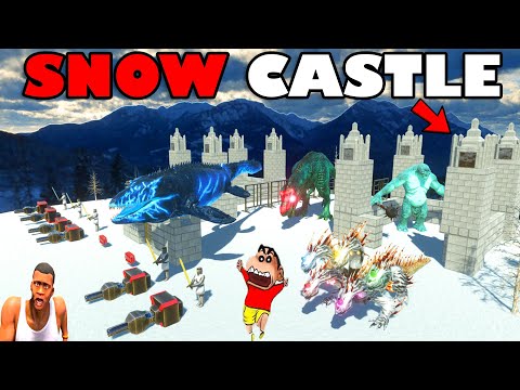 UPGRADING SNOW CASTLE To DEFEAT SNOW WARRIOR ARMY SHINCHAN & CHOP in ANIMAL REVOLT BATTLE SIMULATOR