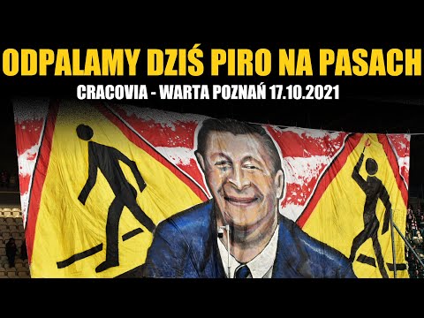 "ODPALAMY DZIŚ PIRO NA PASACH" - oprawa Cracovii podczas meczu z Wartą Poznań 17.10.2021