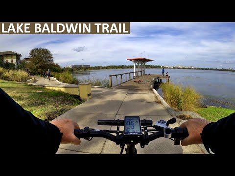 Riding around Lake Baldwin Park in Baldwin Park, Florida on the Lake Baldwin Trail