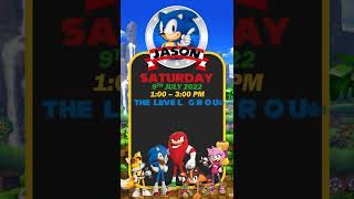 sonic birthday invitation, sonic video invitation, sonic birthday party ideas, personalized sonic