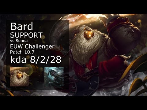 Bard vs Senna Support - EUW Challenger 8/2/28 Patch 10.7 Gameplay