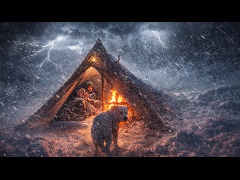 Blizzard Survival Night ❄️ Alone with My Dog (No Sleeping Bag)