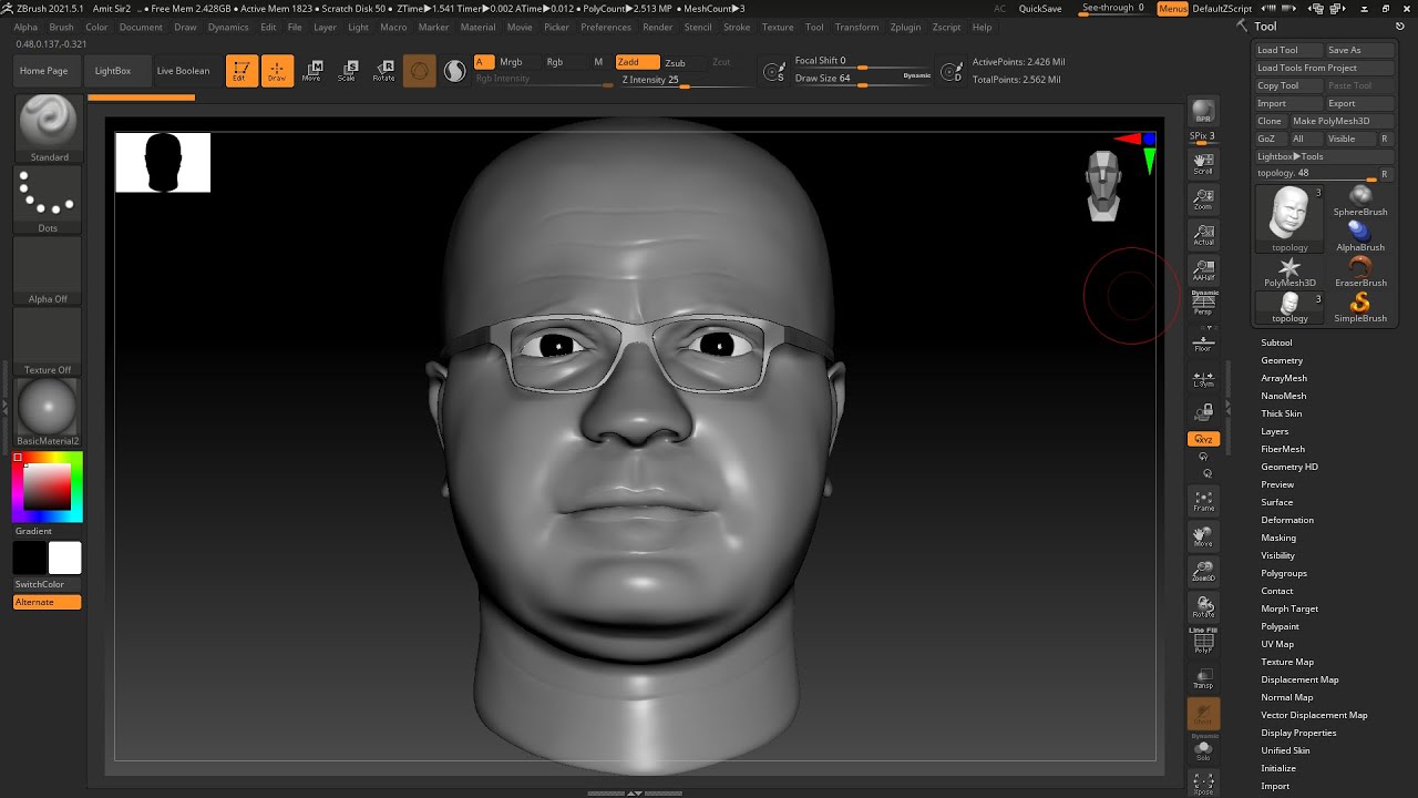 Realistic 3D Portrait Human Pores Sculpt in Zbrush!