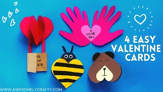 4 Easy Valentine Cards for Kids | Easy Valentine's Day Crafts for Kids