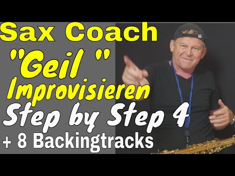 Tenor Sax improvisieren 2.Schritt mit D-Dur Pentatonik-  mit 8 Backingtracks-Noten Sax Coach