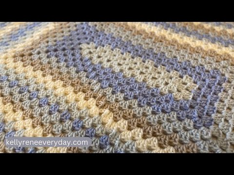 The Granny Rectangle Baby Blue Blanket Pattern | 1 SKEIN | Self-Striping Yarn