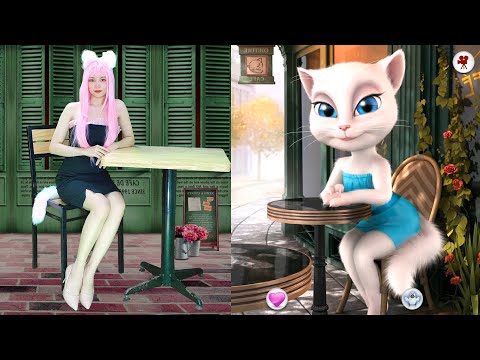 Imitating Angela the Girl Who Sits and Drinks Cafe in Paris - My Talking Angela In Real Life Part 30