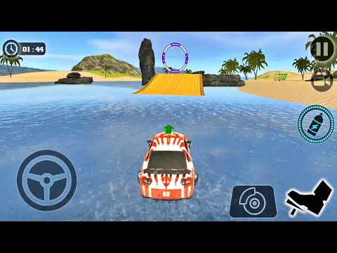 Floating Water Car Driving Simulator: Red Car Driving Android Gameplay Walkthrough ☀️ 🛶