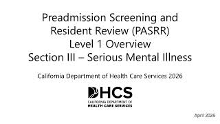 PASRR Level I Overview