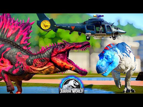 Tyrannosaurus Rex, Ultimasaurus, Spinosaurus, Carnotaurus Dinosaurs Fight - Jurassic World Evolution