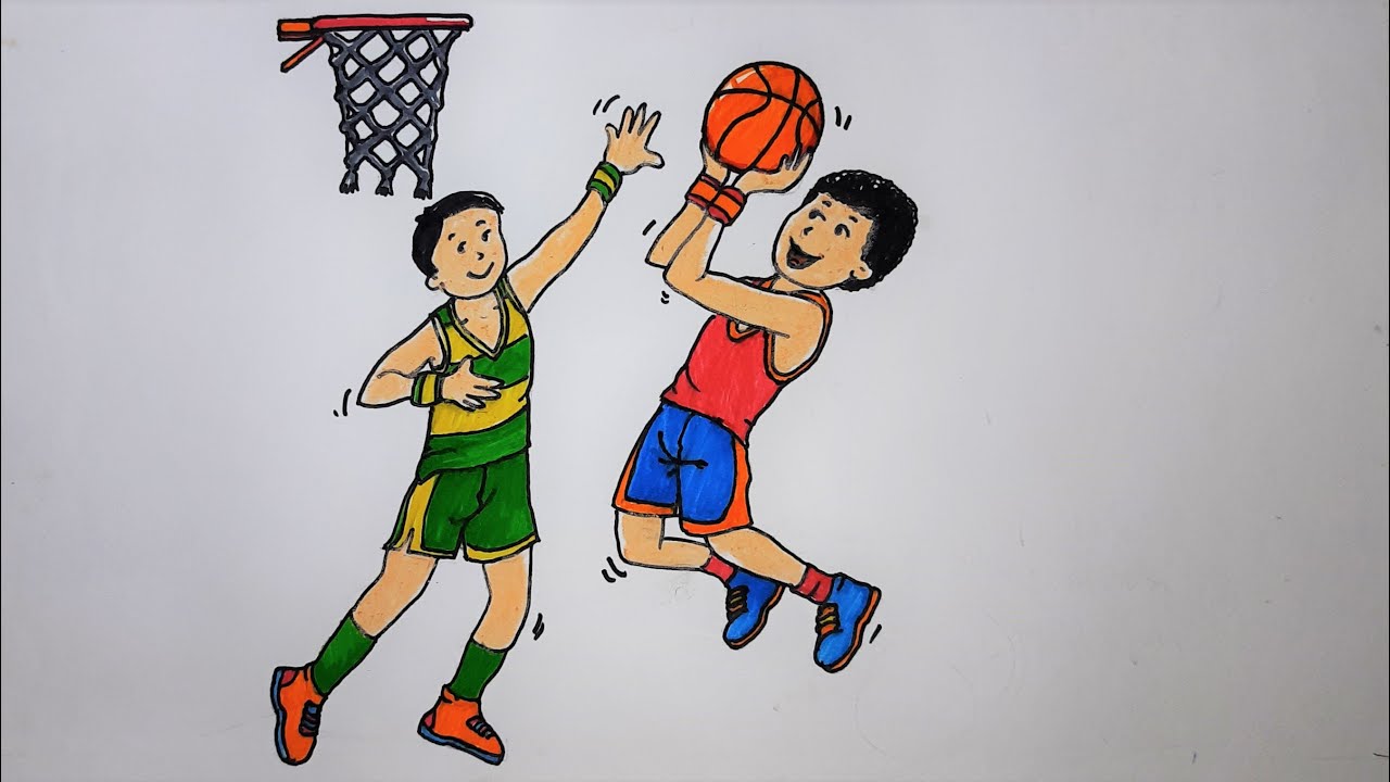 TUTORIAL MENGGAMBAR ORANG // GAMBAR BERMAIN BASKET // CARA MENGGAMBAR BERMAIN BASKET