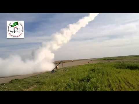 استهداف اللواء 93 بصواريخ محلية الصنع من قبل لواء الجهاد في سبيل الله في عين عيسى في ريف الرقة