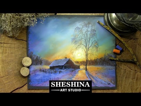 How to draw a winter landscape at sunset with soft pastels 🎨 REAL-TIME
