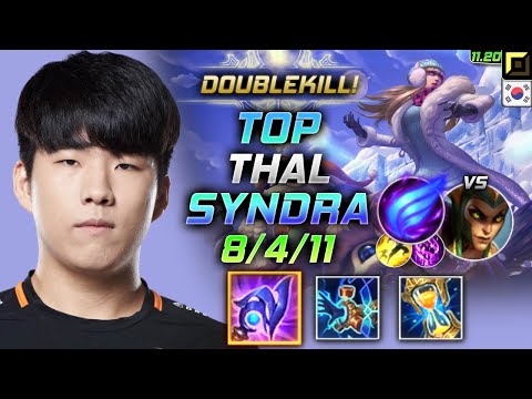 Thal Syndra TOP vs Cassiopeia - 트할 탑 신드라 템트리 룬 루덴 난입 シンドラ Синдра 暗黑元首 星朵拉 - KR 11.20
