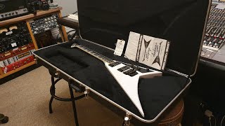 Video thumbnail for Jackson RR1 USA Randy Rhoads Snow White Floyd Rose Guitar Up Close Video Review by Essex Recording Studios
