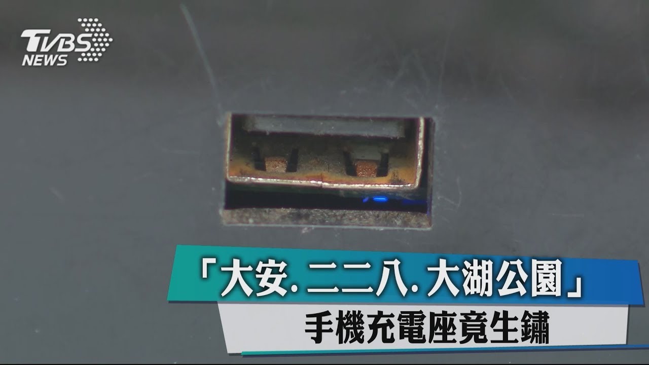 「大安、二二八、大湖公園」手機充電座竟生鏽