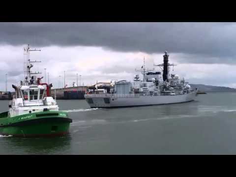 HMS Monmouth Frigate in Dublin 27th July 2015 weapons}