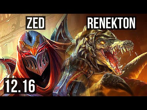 ZED vs RENEKTON (MID) | 14/1/8, Legendary, 1.6M mastery, 500+ games | KR Diamond | 12.16