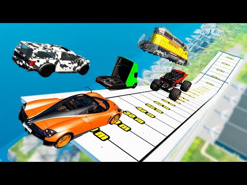 Car Jump Distance Test - Who is better? – BeamNG.Drive | Cars vs Flying Jump | BeamNG Station
