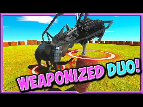 Weaponized Duo! Steelnoceros & Rocket Ellie vs Every Unit - Animal Revolt Battle Simulator Gameplay