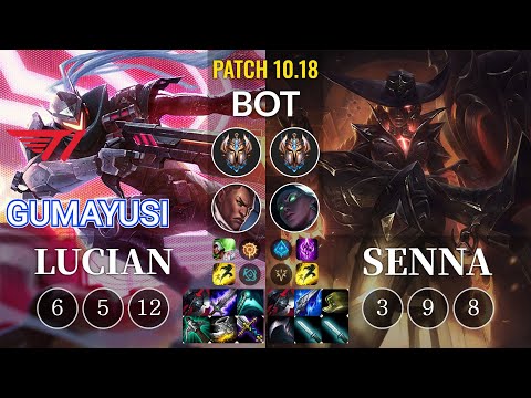 T1 Gumayusi Lucian vs Senna Bot - KR Patch 10.18