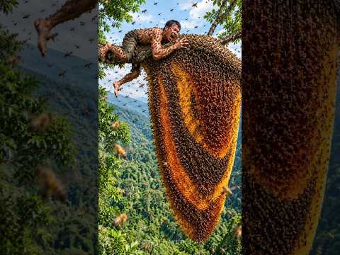 He risked everything to reach the giant wild beehive hidden atop a 200 meter tall ancient tree!