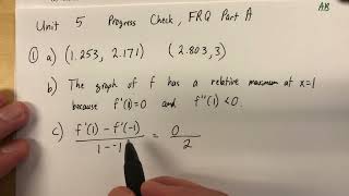 Unit 5 FRQ, Part A (AB)