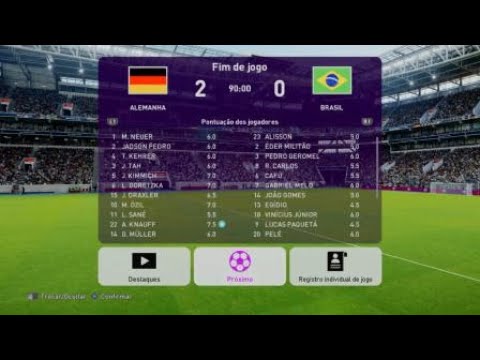 ALEMANHA 2 X 0 BRASIL, dois lindos gols. (eFootball PES 2020)