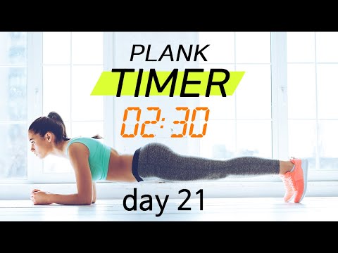 Plank Timer💙 day 21 - 30 days challenge with music ( 2 min 30 sec )  |  플랭크 21일차
