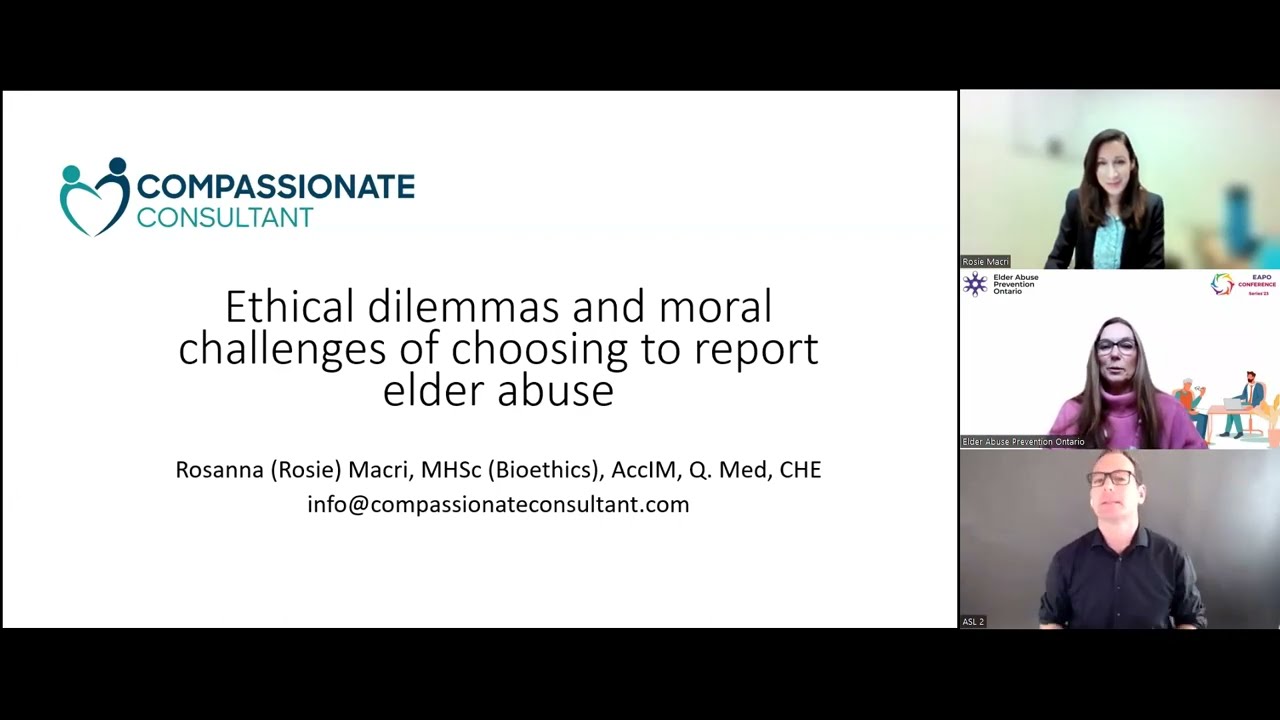 How to work through ethical dilemmas and moral challenges of choosing to report elder abuse