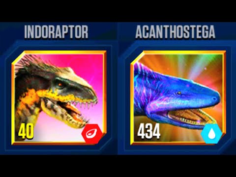 INDORAPTOR VS ACANTHOSTEGA | JURASSIC WORLD THE GAME