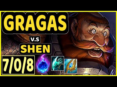 GRAGAS vs SHEN - 7/0/8 KDA TOP GAMEPLAY - NA Ranked GRANDMASTER