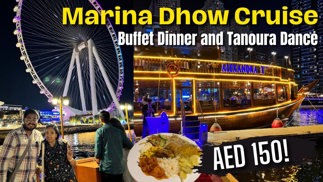 Join travelers as they sail Dubai Marina on Dhow cruise.