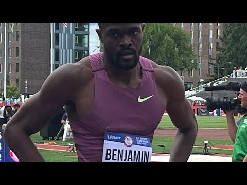Men’s 400m Hurdles Round 1 Heat 1, 2024 U.S. Olympic Trials, Rai Benjamin