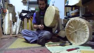 Tambor medicina de 14" cuero de ciervo