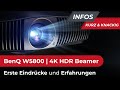 Premiere Benq W 5800 LaserProjektor. Erste Eindrücke und Erfahrungen von dem lichtstarken Benq.