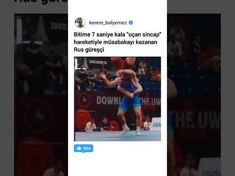 Uçan sincap hareketiyle müsabakayı kazanan güreşçi