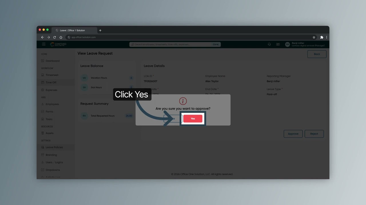 Approve Leave Requests - OfficeOne Solution