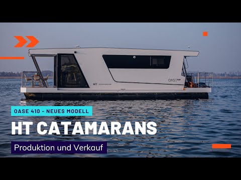 HT Catamarans - NEUES MODELL Hausboot Oase 410 - Produktion und Verkauf in Polen