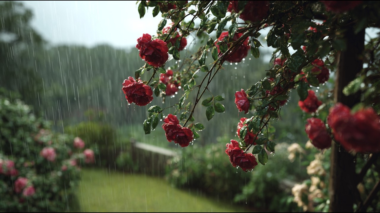 Gentle Rain in a Quiet Garden | Soft Rain Sounds on Leaves for Relax, Study & Sleep