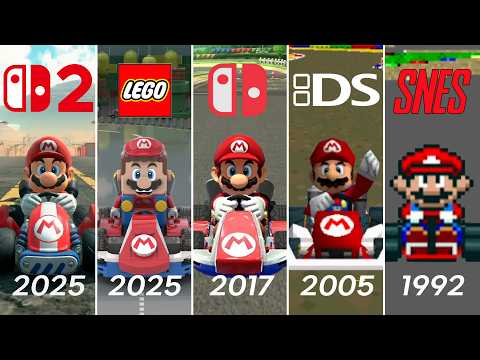 Evolution of Mario Kart from SNES to Nintendo Switch 2 MarioKart World LEGO Movie