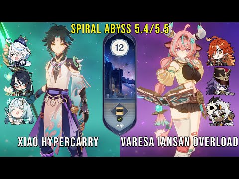C0 Xiao Hypercarry and C0 Varesa Iansan Overload | Genshin Impact Abyss 5.4 5.5 Floor 12 9 Stars