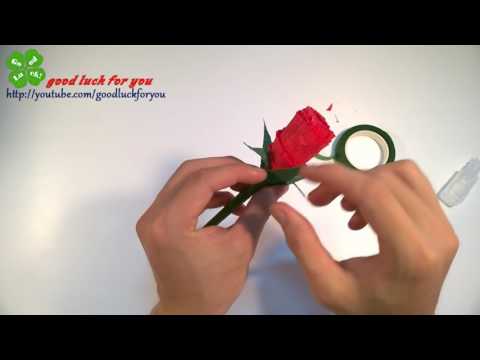how to make rose paper flower from crepe paper | Handmade Crepe Paper Rose Buds Tutorial