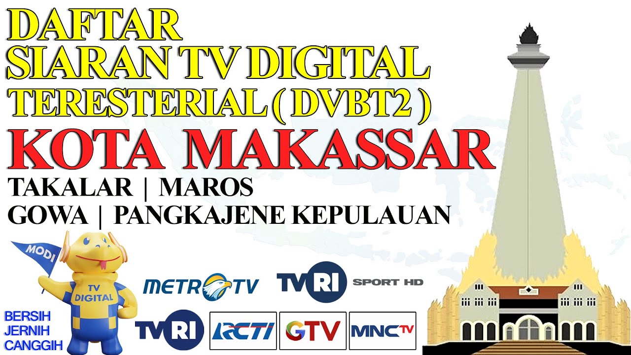 LIST OF DIGITAL TERRESTRIAL TV BROADCASTS (DVBT2) IN MAKASSAR CITY