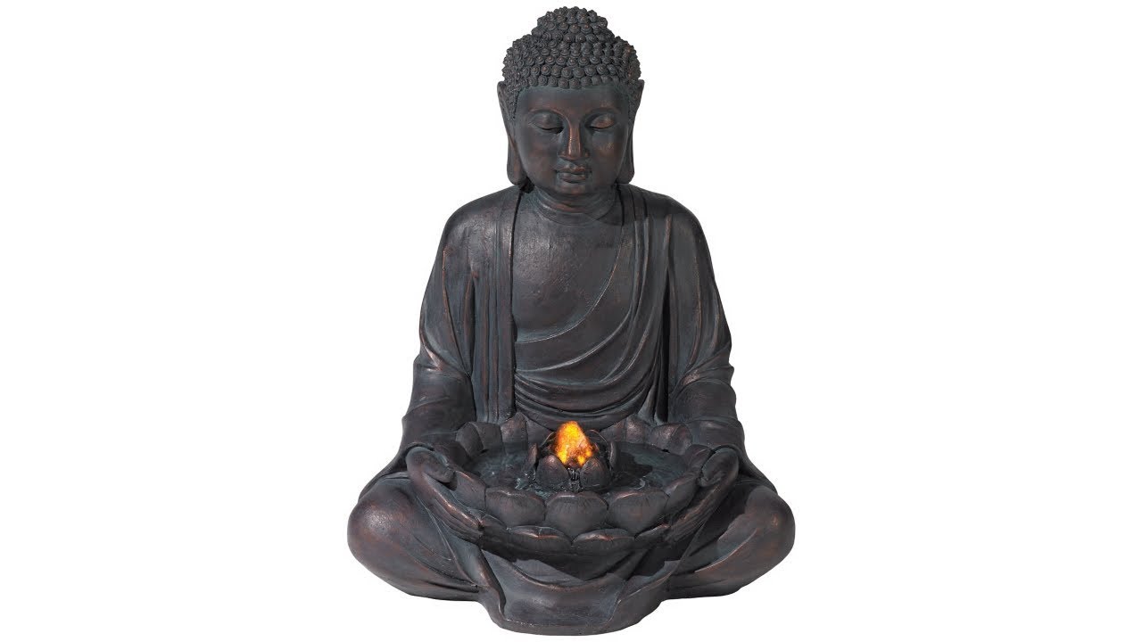 Meditating Aged Bronze Buddha Fountain