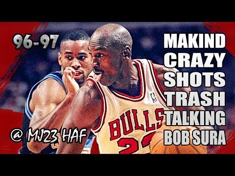 Michael Jordan Highlights vs Cavaliers (1997.04.04)-22pts,Making Crazy Shots,Trash Talking Bob Sura!